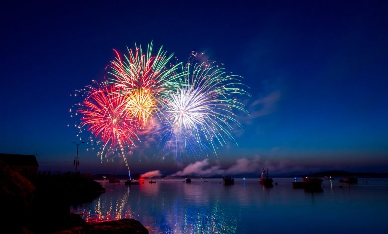 Fireworks over a body of water
